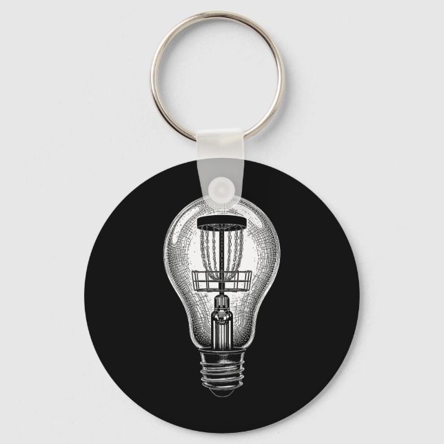 Disc Golf Player Light Bulb Sket Good Idea Golfer  Key Ring (Front)