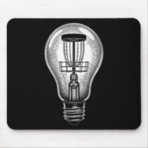 Disc Golf Player Light Bulb Sket Good Idea Golfer Mouse Pad