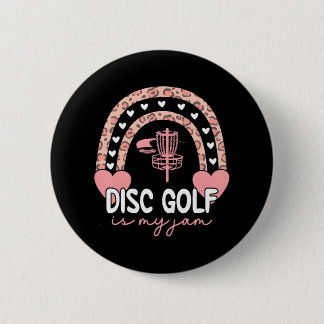 Disc Golf Rainbow Leopard Disc Golf Is My Jam IV 6 Cm Round Badge