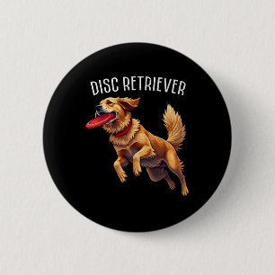 Disc Golf Retriever Golden Retriever Funny Golfing 6 Cm Round Badge