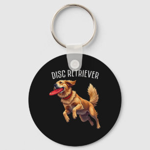 Disc Golf Retriever Golden Retriever Funny Golfing Key Ring