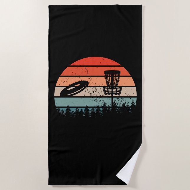 Disc Golf Retro Beach Towel (Front)