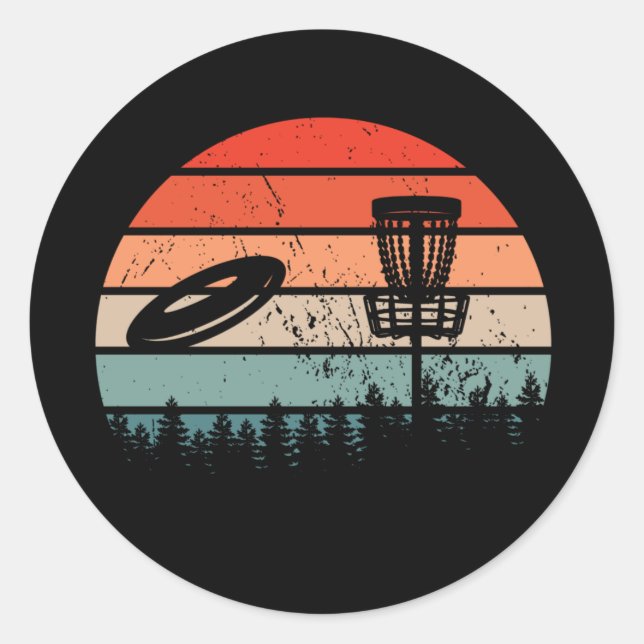 Disc Golf Retro Classic Round Sticker (Front)