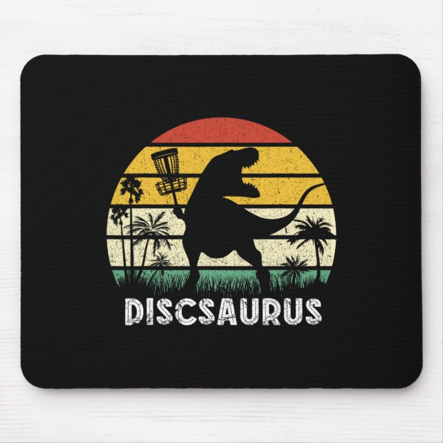 Disc Golf Retro Dinosaur Disc Golf Player Frolf Fl Mouse Pad (Front)