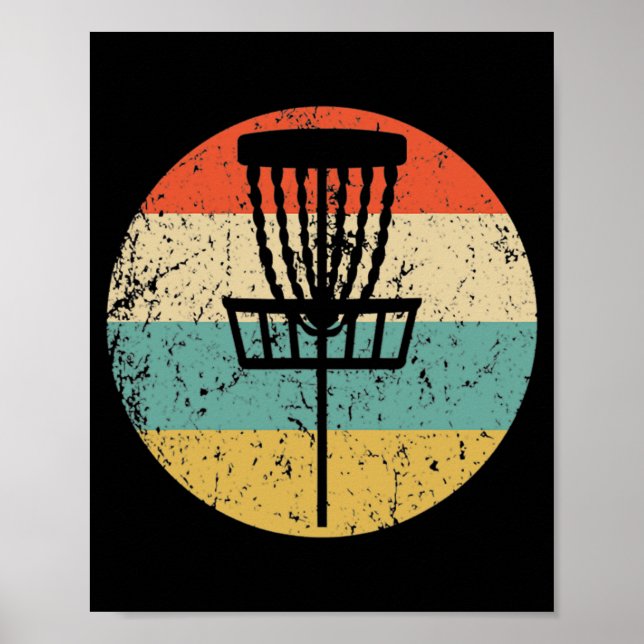 Disc Golf Retro Disc Golf Basket Hooded Sweat Poster (Front)