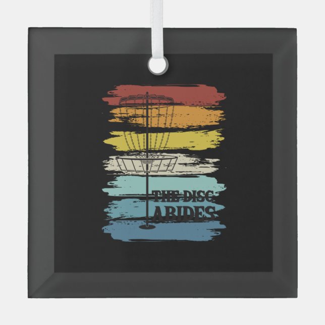 Disc Golf Retro Glass Tree Decoration (Front)
