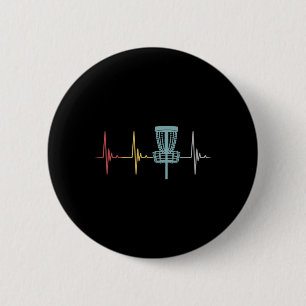 Disc Golf Retro Heartbeat Gift Frisbee Player Par  6 Cm Round Badge