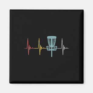 Disc Golf Retro Heartbeat Gift Frisbee Player Par Magnet