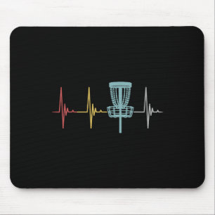 Disc Golf Retro Heartbeat Gift Frisbee Player Par Mouse Pad