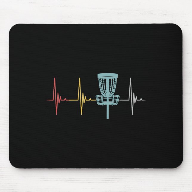 Disc Golf Retro Heartbeat Gift Frisbee Player Par  Mouse Pad (Front)