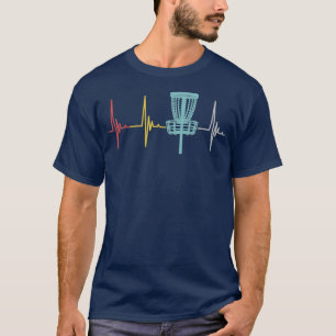 Disc golf retro heartbeat gift frisbee player T-Shirt