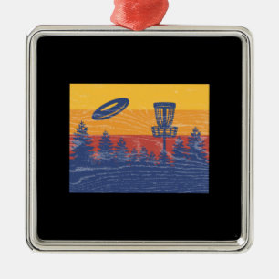 Disc Golf Retro Metal Ornament
