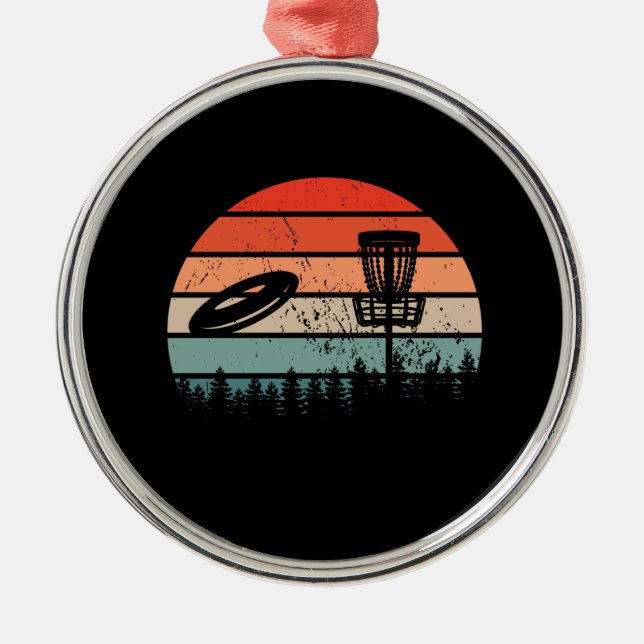 Disc Golf Retro Metal Ornament (Front)
