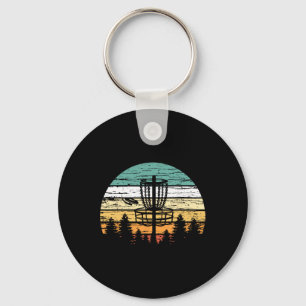 Disc Golf Retro Shirt, Sunset Vintage Frisbee Golf Key Ring