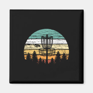 Disc Golf Retro Shirt, Sunset Vintage Frisbee Golf Magnet