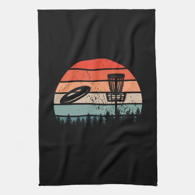Disc Golf Retro Tea Towel (Vertical)