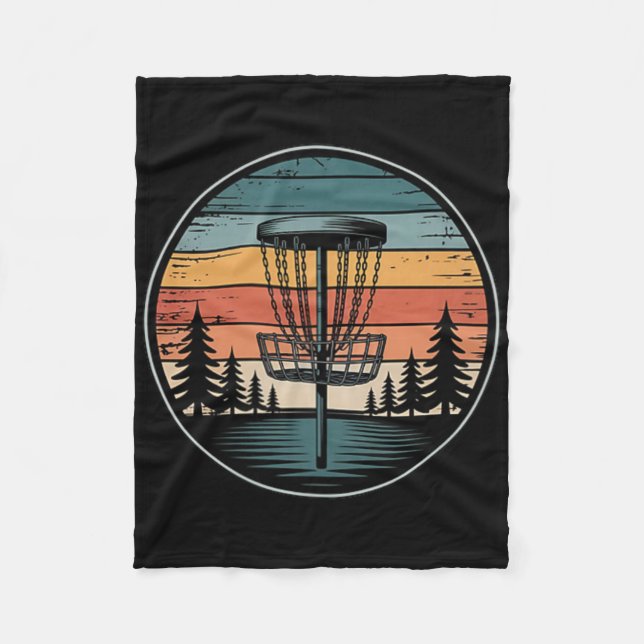 Disc Golf Retro Vintage Sunset _2  Fleece Blanket (Front)