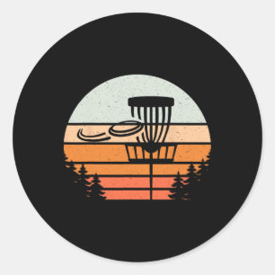 Disc Golf Retro Vintage Sunset  Classic Round Sticker