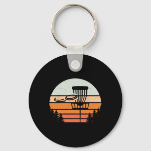 Disc Golf Retro Vintage Sunset Key Ring