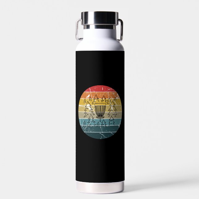 Disc Golf Retro Vintage Water Bottle (Front)