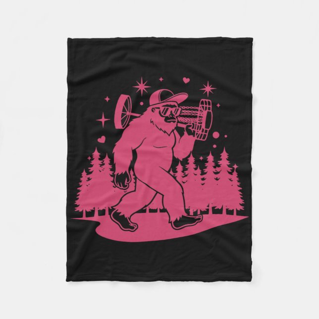 Disc Golf Sasquatch Funny Disc Golfer Forest  Fleece Blanket (Front)
