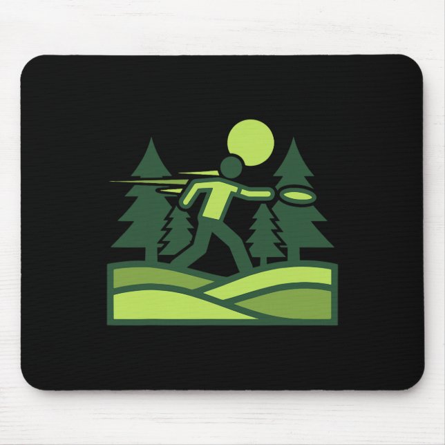 Disc Golf Scene Flying Disc Golfer Forest Courses  Mouse Pad (Front)