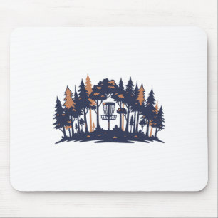 Disc Golf Scene Forest Sket Silhouette Mouse Pad