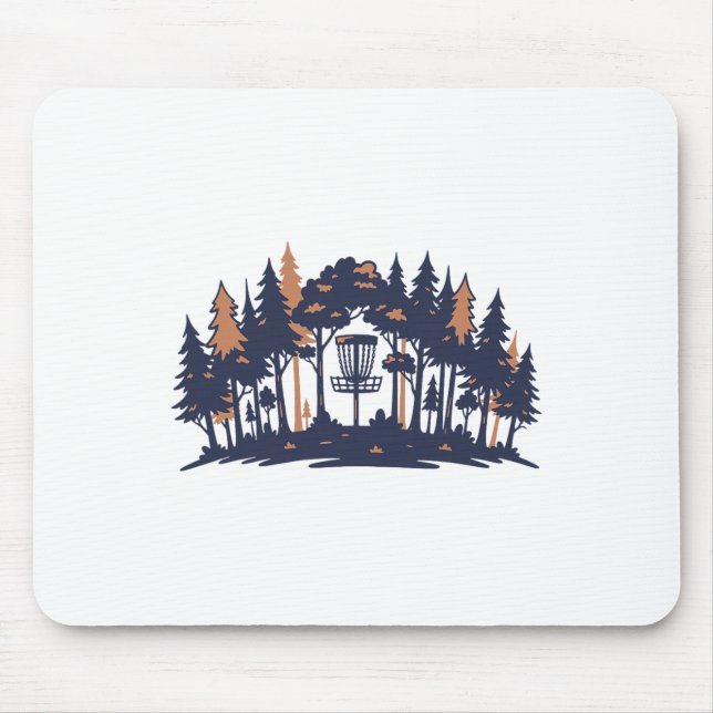 Disc Golf Scene Forest Sket Silhouette  Mouse Pad (Front)