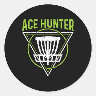 Disc Golf Shirt Funny Ace Hunter Disc Golf Classic Round Sticker
