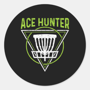 Disc Golf Shirt Funny Ace Hunter Disc Golf Classic Round Sticker