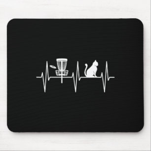 Disc Golf Shirt Funny Cat Lover Heartbeat Disc Gol Mouse Pad