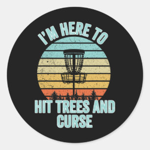 Disc Golf Shirt Funny Hit Trees And Curse Retro Di Classic Round Sticker