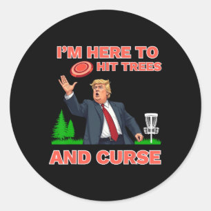 Disc Golf Shirt Funny Hit Trees And Curse Retro Di Classic Round Sticker