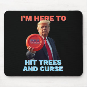 Disc Golf Shirt Funny Hit Trees And Curse Retro Di Mouse Pad