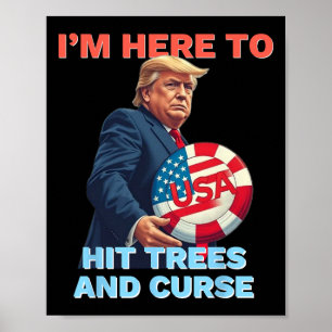 Disc Golf Shirt Funny Hit Trees And Curse Retro Di Poster