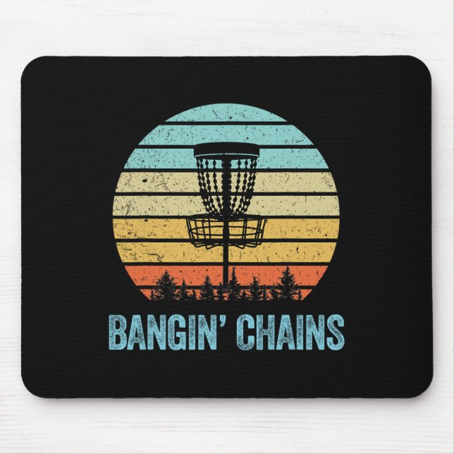 Disc Golf Shirt Funny Nging Chains Retro Disc Golf Mouse Pad (Front)