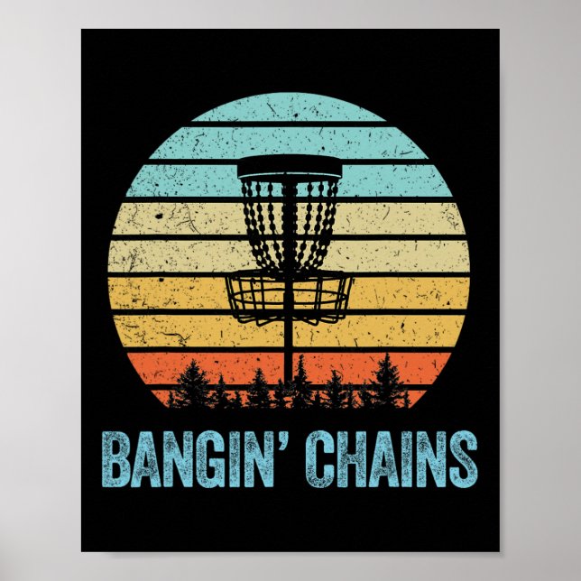 Disc Golf Shirt Funny Nging Chains Retro Disc Golf Poster (Front)