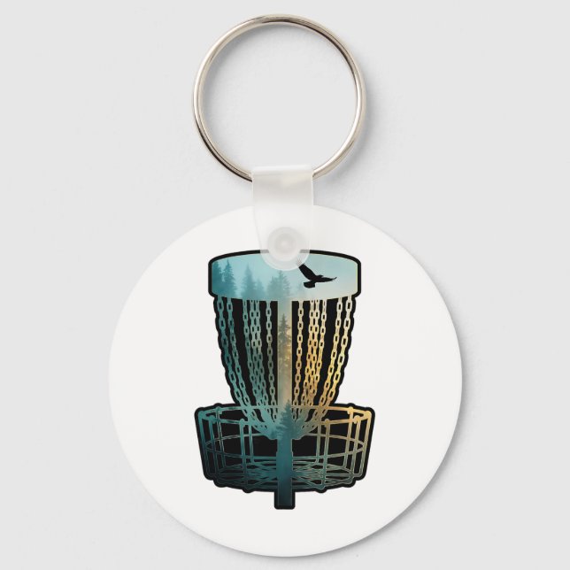 Disc Golf Sket Forest Flight Disc Golfer  Key Ring (Front)