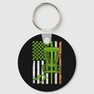 Disc Golf St Patricks Day American Flag Green Sham Key Ring