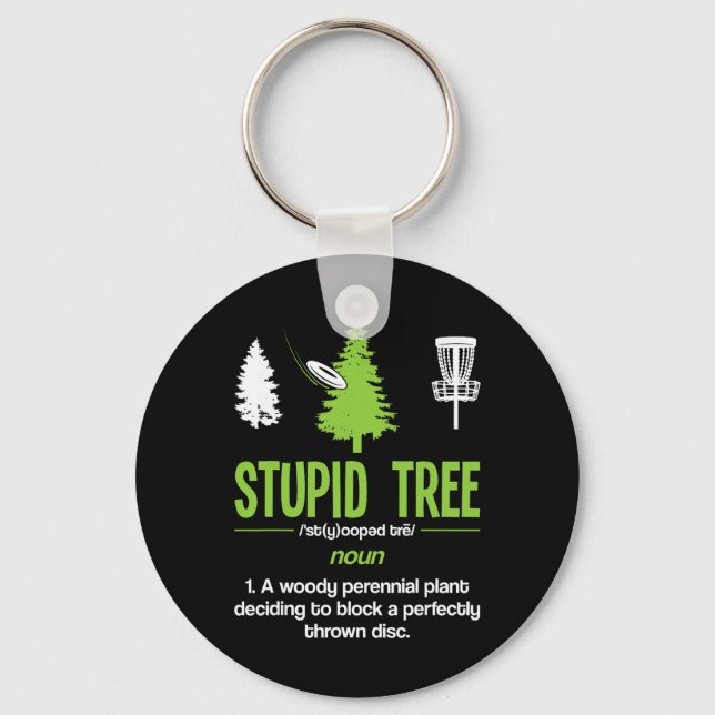 Disc Golf Stupid Tree Noun Dictionary Gift Midrang Key Ring (Front)