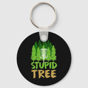 Disc Golf Stupid Trees Retro Frisbee Funny Sports Key Ring