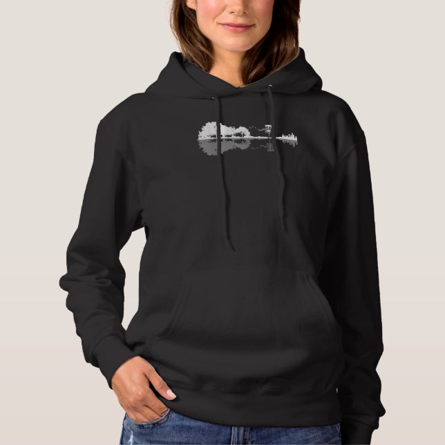 Disc Golf Sunset Guitar Guitarist Player Golfing G Hoodie (Front)