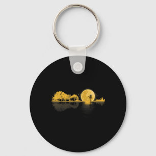 Disc Golf Sunset Guitar Guitarist Player Golfing G Key Ring