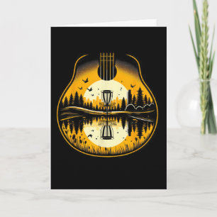 Disc Golf Sunset Guitar Shadow Guitarist Golfing F Card