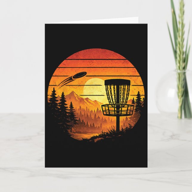 Disc Golf Sunset Sket Landscape Cool Frisbee Playe Card (Front)