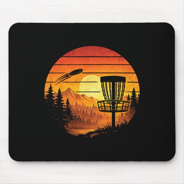 Disc Golf Sunset Sket Landscape Cool Frisbee Playe Mouse Pad (Front)