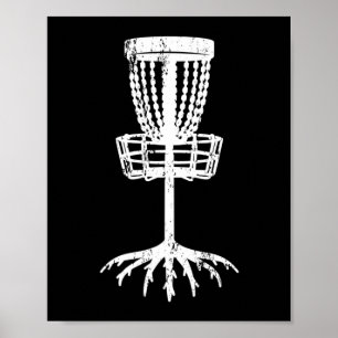 Disc golf target tree roots basket forest forester poster