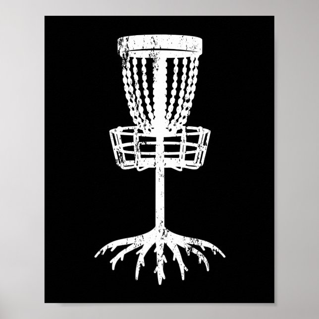 Disc golf target tree roots basket forest forester poster (Front)