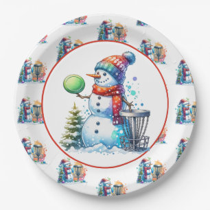 Disc Golf Themed Christmas Party Paper Plate