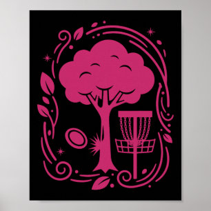 Disc Golf Tree Flying Disc Sket Frisbee Golf Scene Poster